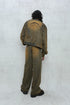 CIRCLE CUT-OUT DENIM JACKET -RUSTED BROWN-
